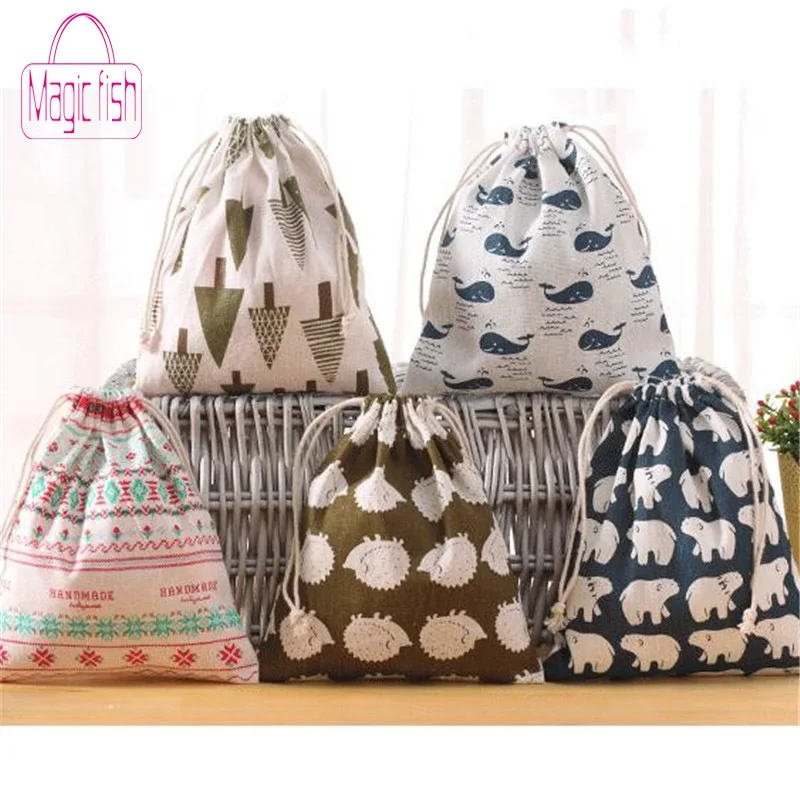 

Magic Fish New Fresh Fabric Cotton Travel Storage Drawstring Tote Organizer Bag Toy Storage Drawstring Pocket Drawstring Bag