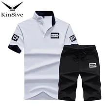 Спортивные костюмы, набор для мужчин, Брендовые костюмы для поло, летний спортивный топ, короткий комплект, Мужская мода с воротником-стойкой, 2 предмета, футболка, шорты, спортивный костюм
