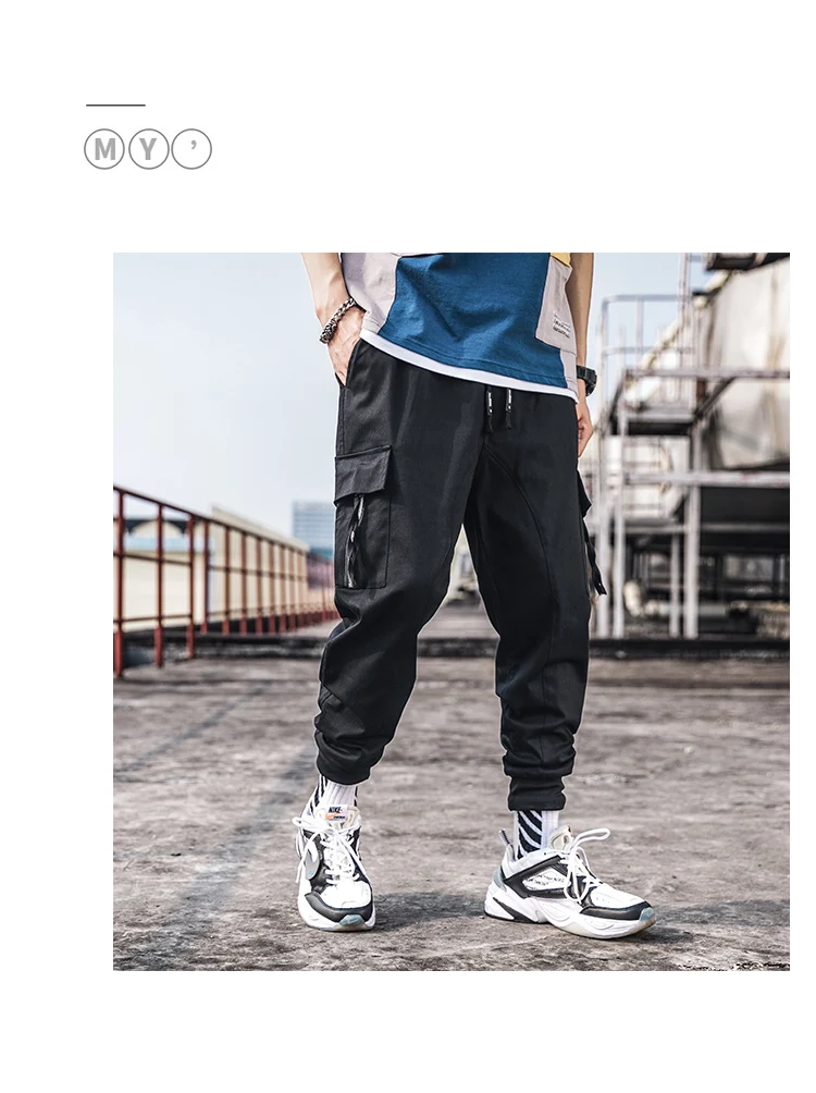 Una Reta, Мужские штаны-шаровары в стиле хип-хоп, новинка, модные уличные брюки для бега с карманами и лентой, мужские спортивные штаны, повседневные брюки-карго