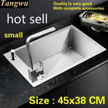 Горячая Роскошная квартира сделать блюда маленькая кухонная ручная раковина одинарная мойка 304 нержавеющая сталь 45x38 см