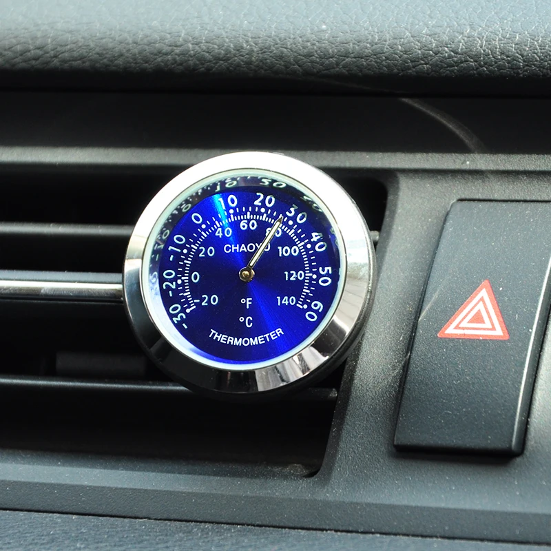 

Auto Air Conditioning Outlet Perfume Ornaments with Oil Car Thermometer Luminous Material Car clock Auto Electronic Watch