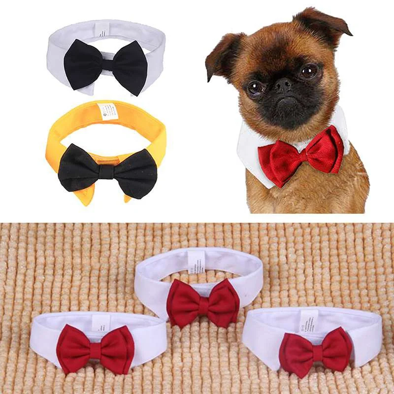 1pc Cute Dog Cotton White Tie and Red Bow Dog Puppy Bow Tie Necktie For Pet Dog Wedding Party