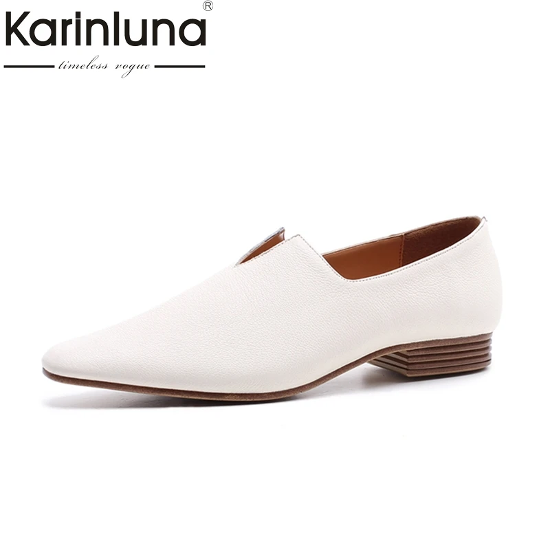 

KARINLUNA genuine leather Size 34-40 kid suede square Toe slip on black Shoes Woman Sexy Silver mid Heels Party Wedding Pumps