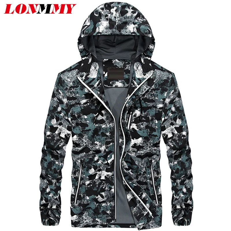 LONMMY M 4XL Hooded jackets mens Casual Camouflage Slim fit military