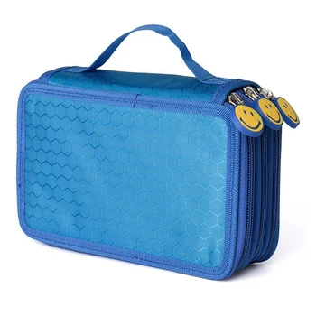 

PPYY NEW -Student Pen Pencil Case 3 Layer Oxford Brush Holder Makeup Pouch Storage Bag
