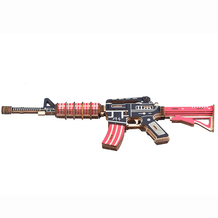 3D головоломка деревянные игрушки Minitary M4 оружие пистолет сборка модель Руководство DIY Обучающие деревянные игрушки для детей P100