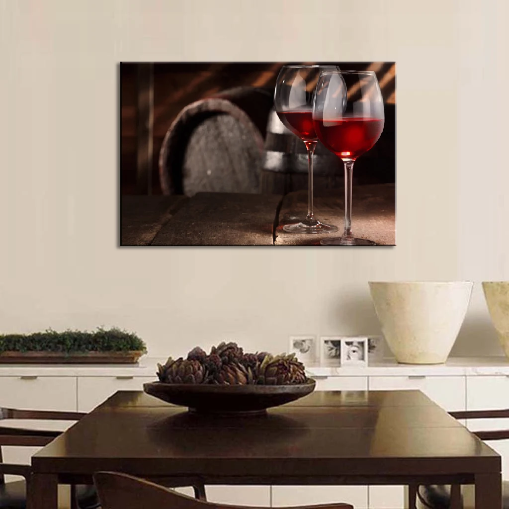1 Pcs Europe Still Life Red Wine With Glass Wall Art Painting Print On