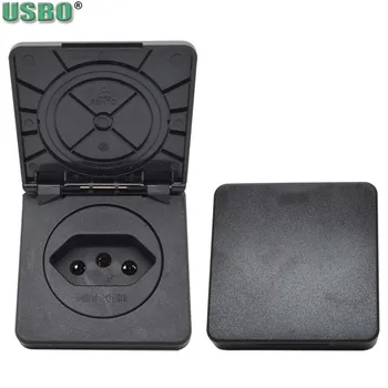 

Black 20A Multifunction 2P+E Brazil 60*60mm Outdoor Industry Waterproof Cover AC Power Panel Outlet Wired Receptacle Socket