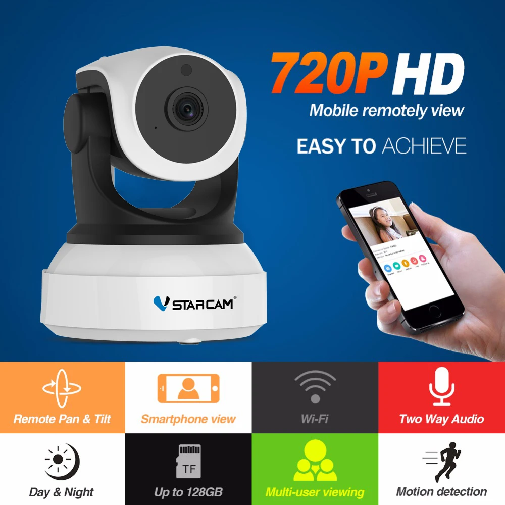  Original Vstarcam 720P IP Camera C7824WIP Wifi Surveillance CCTV Camera Security Camera IR Night Vi - 32385677608