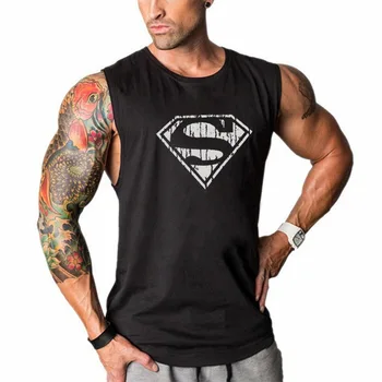 

Men's Vintage Superman Sports Running Bodybuilding Fitness Vest Multicolor Cotton Loose Vest