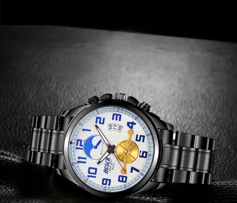 

Mens Watches Top Brand Luxury Sport Quartz-Watch Leather Strap Clock Men Waterproof Wristwatc