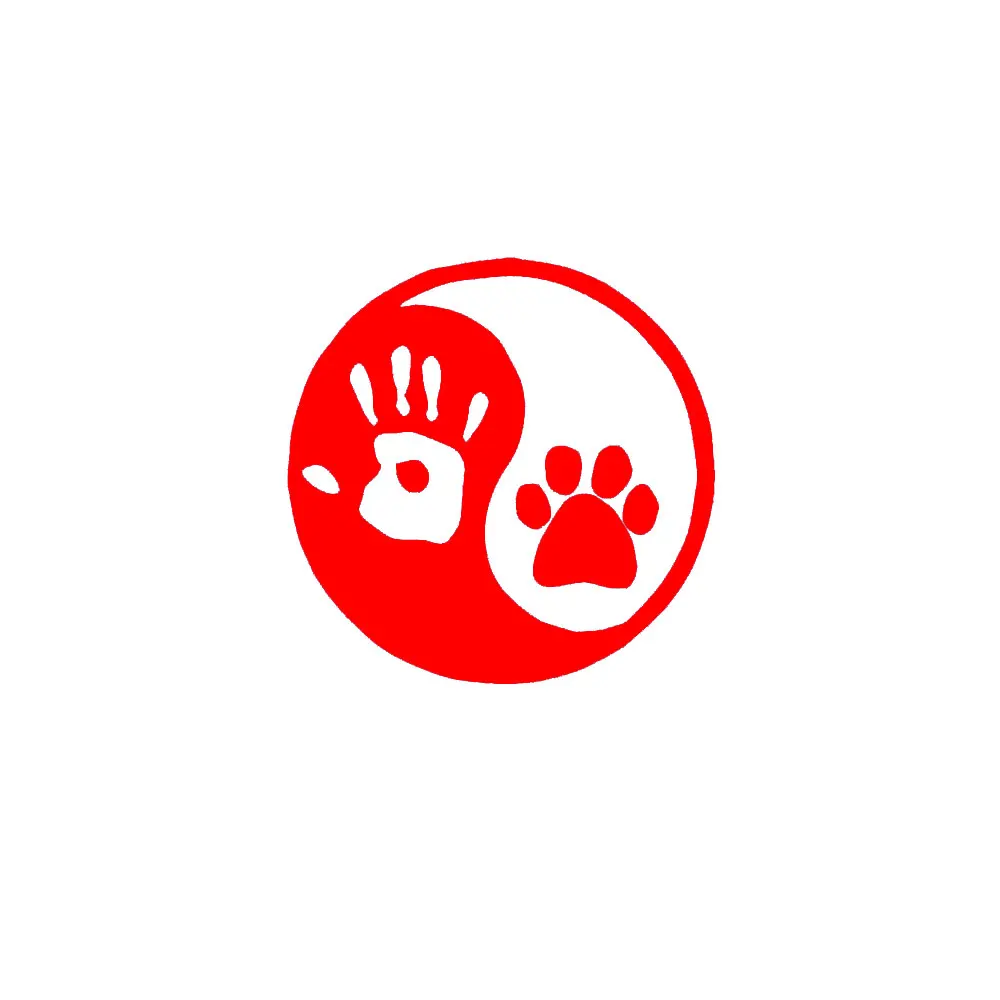 4                12.6cm 12.6cm Human Hand With Dog Paw Vinyl Bumper Stickers Window Wall Car Truck Notebook Pad Decal Laptop Skin Sticker Decal