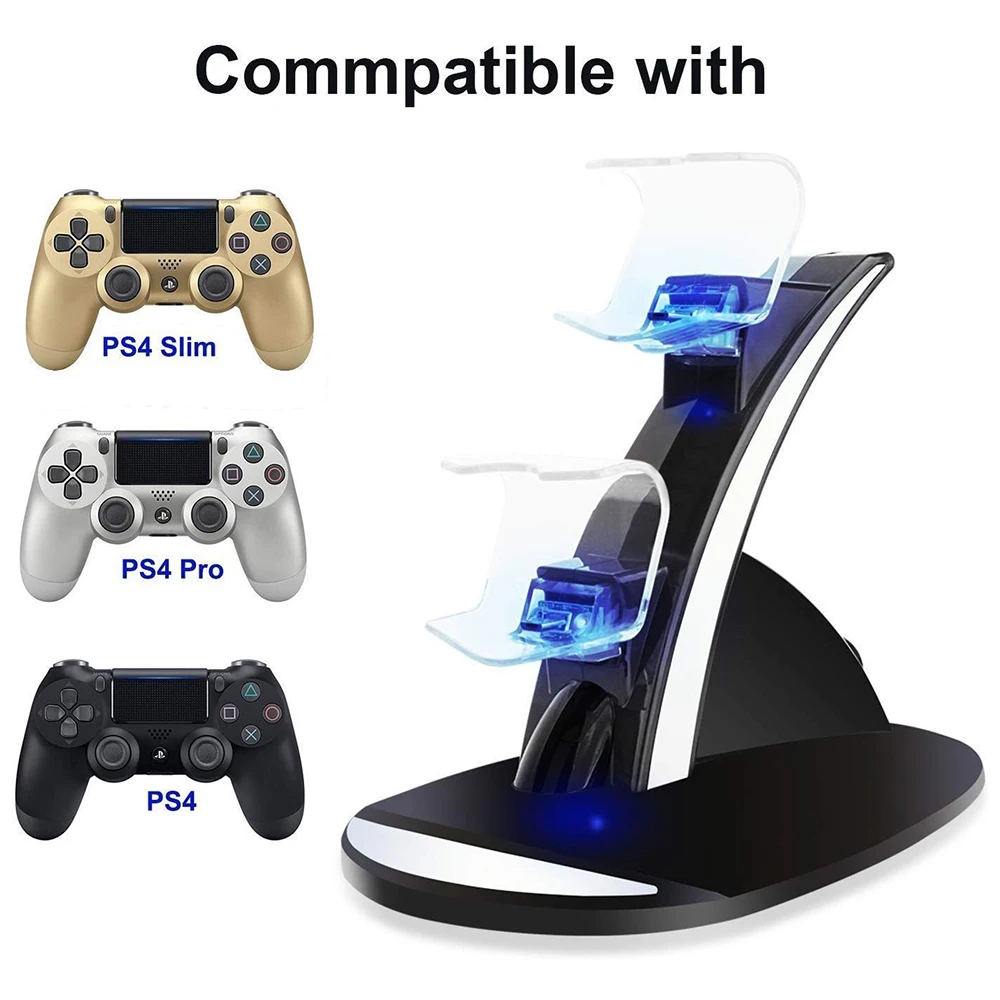 PS4 контроллер Зарядное устройство Док-станция двойной Micro USB зарядное устройство Стенд со светодиодный дисплей для sony Playstation 4 Slim/Pro зарядная станция