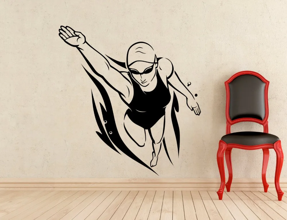 gym swimming wall stickers home decor living room removable vinyl 3d