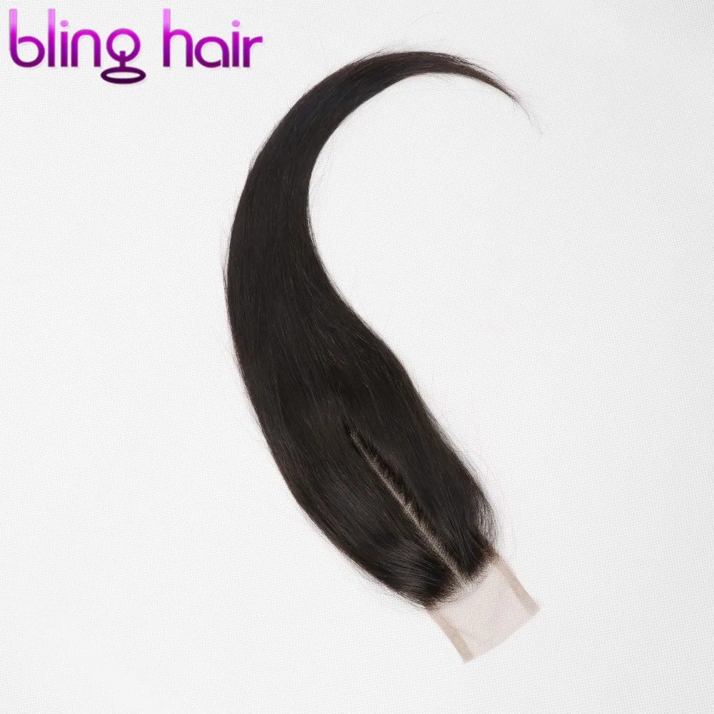 Bling Hair 2*6 бразильские прямые волосы с детскими волосами средняя часть швейцарское кружево Remy человеческие волосы натуральный цвет