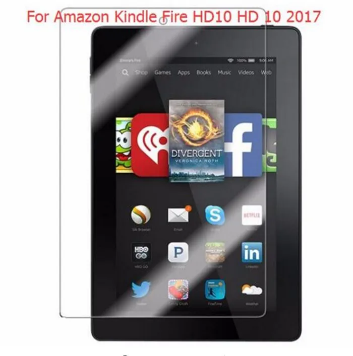 50 шт. 9 H закаленное Стекло Экран протектор Плёнки для Amazon Kindle Fire HD10 HD 10 10." Планшеты+ спирта ткань+ Пыли Амортизатора