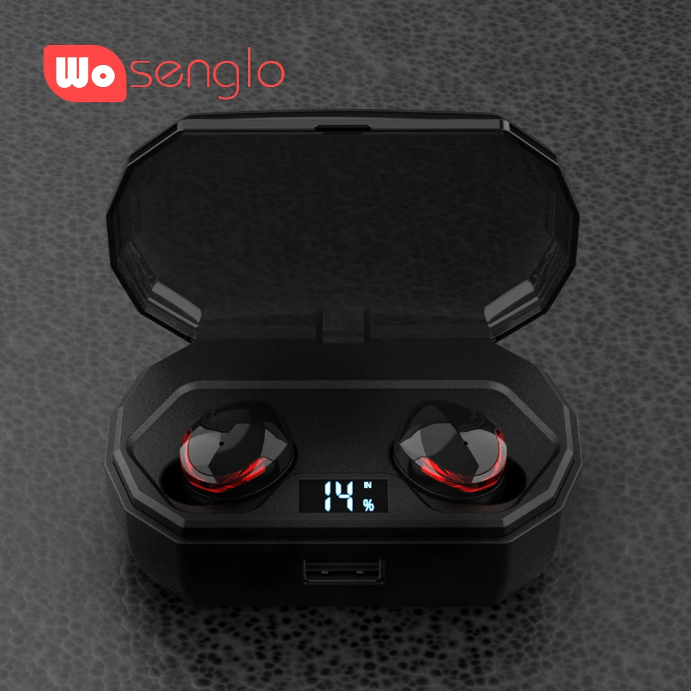 

True Wireless Headphones Earbuds Bluetooth 5.0 Stereo Headphones with Mic & 2000 mah Charging Box Power bank For Most Smartphone