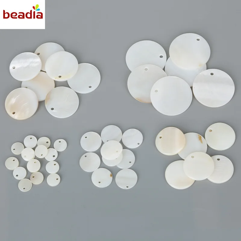 

10-20pcs Natural Round Shell Stone 5 Size Hole 1.2/1.5mm Beads Pendants Charms For DIY Jewelry Earring Necklace Making Findings