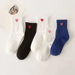 3 пар/лот Демисезонный Повседневное Для женщин хлопковые Дышащие носки милые дамы любящее сердце носки с