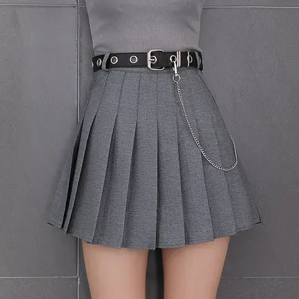 No belt-Gray Женская юбка в складку выпускник в стиле Харадзюку стильная клетчатая юбка Мини Милая японская школьная форма юбка женская кавайная Юбка Saia FaldasBelt - Цвет: No belt-Gray
