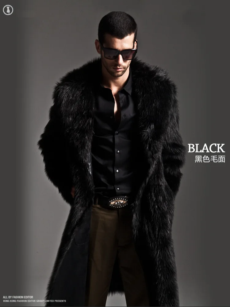 Мужское меховое пальто, зимняя верхняя одежда из искусственного меха с одной стороны, пальто, Мужская парка в стиле панк, куртки, длинные кожаные пальто из натурального меха, брендовая одежда