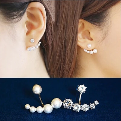 

2017 New arrival high quality pearl & zircon 925 sterling silver ladies`stud earrings jewelry Christmas gift anti-allergic
