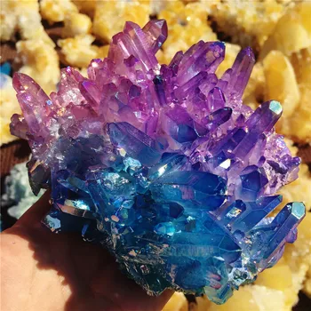

Natural crystal quartz rare and beautiful blue-violet pink quartz crystal cluster mineral healing specimen was sent to 1pcs rand