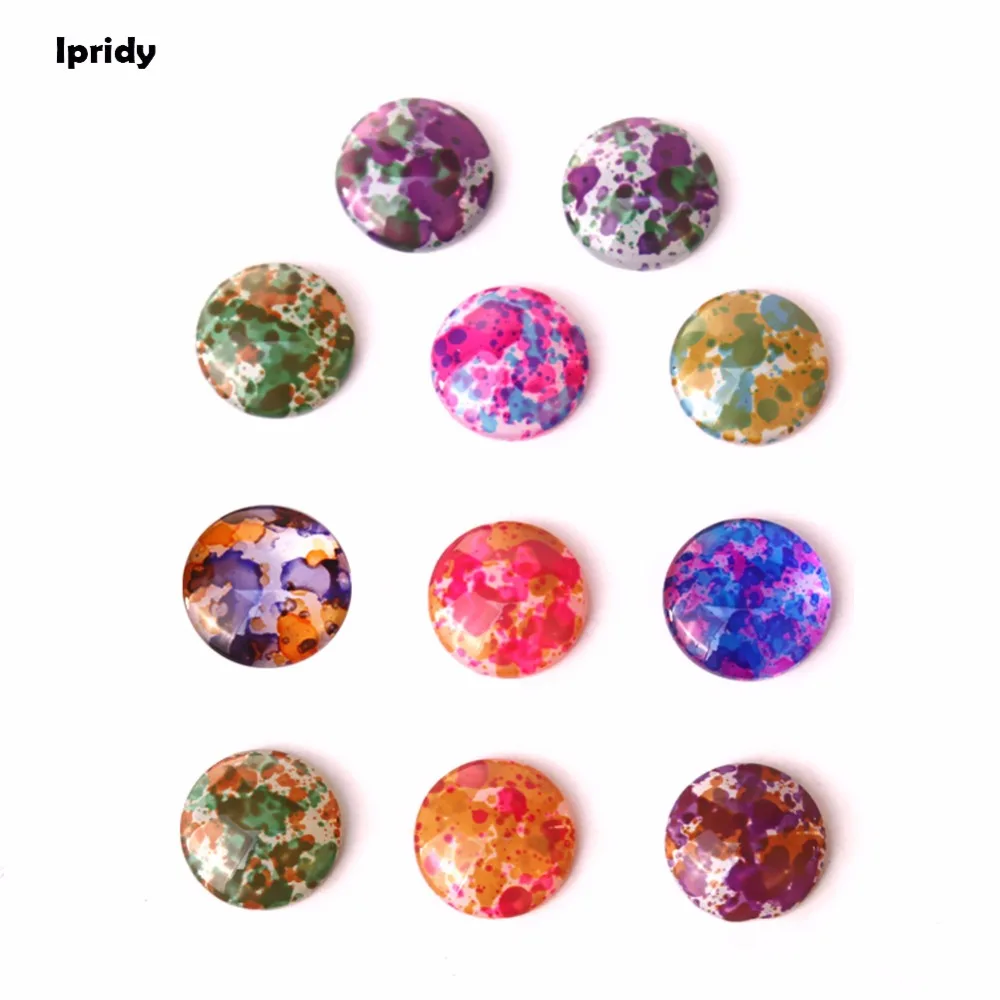 Mixed Colour Dome 40 x Acrylic Flatback Cabochons Round 14mm