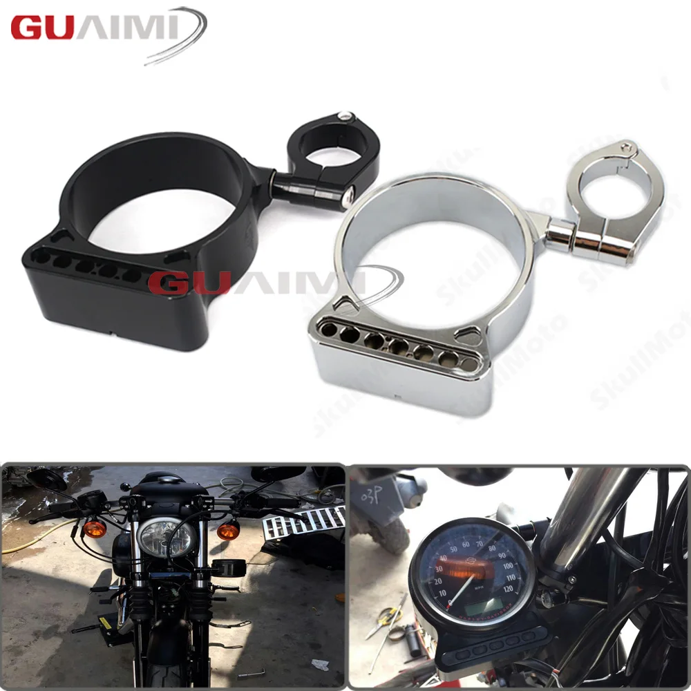 Buy Motorcycle New Black/Chrome 39mm/16" CNC Side
