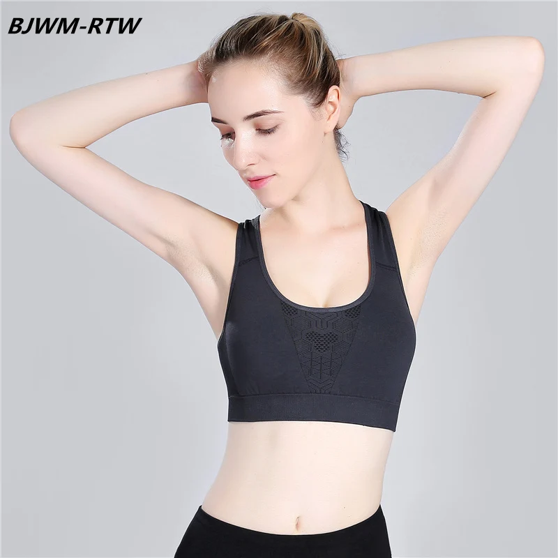 

Jacquard Quick Dry Back X Cross Elastic Sports Bra Top Fitness Women Yoga Bra Backless Removable Chest Pad No Rims Running Bra