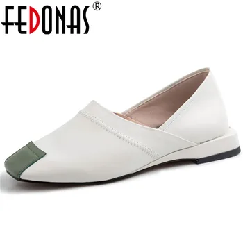 

FEDONAS Fashion Square Toe High Heels Women Pumps 2021 New Top Quality Genuine Leather Comfortable Slip on Office Shoes Woman