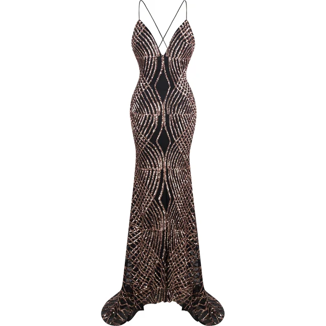 Angel-мода vestido де noiva Спагетти ремень Блесток Суд Русалка Длинное Вечернее Платье Черный 224