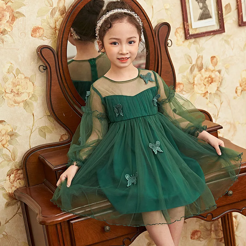 

kids girl dress party summer 2019 green party dress for teen girl vintage ball gown long sleeve