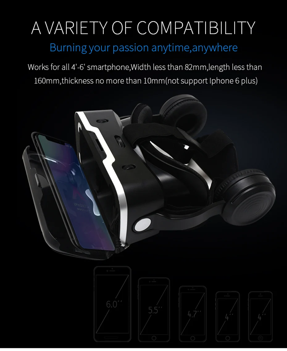 Original VR Shinecon Pro Goggles Virtual Reality Mobile VR 3D Glasses Headset BOX Cardboard Helmet for 4-6' Smartphone + Control