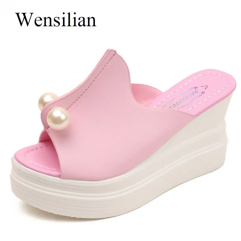 

High Heels Sandals Platform Shoes Summer Wedges Shoes For Women Ankle Strap Slippers Adult ladies Slip On Black Creepers Sandals