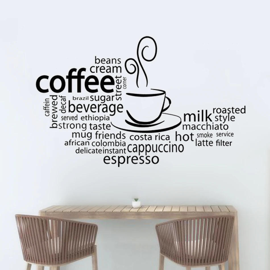 Coffee Cup Wall Art Mural Kitchen Cafe Shop Decor Espresso Coffees