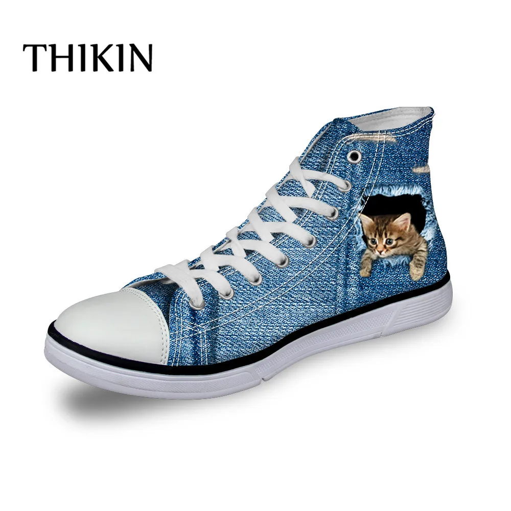 

THIKIN Fashion Fake Cowboy Women Walking Shoes Causal High-top Flats Sneakers Girls Sports Shoes Male Light Weight for Teenagers