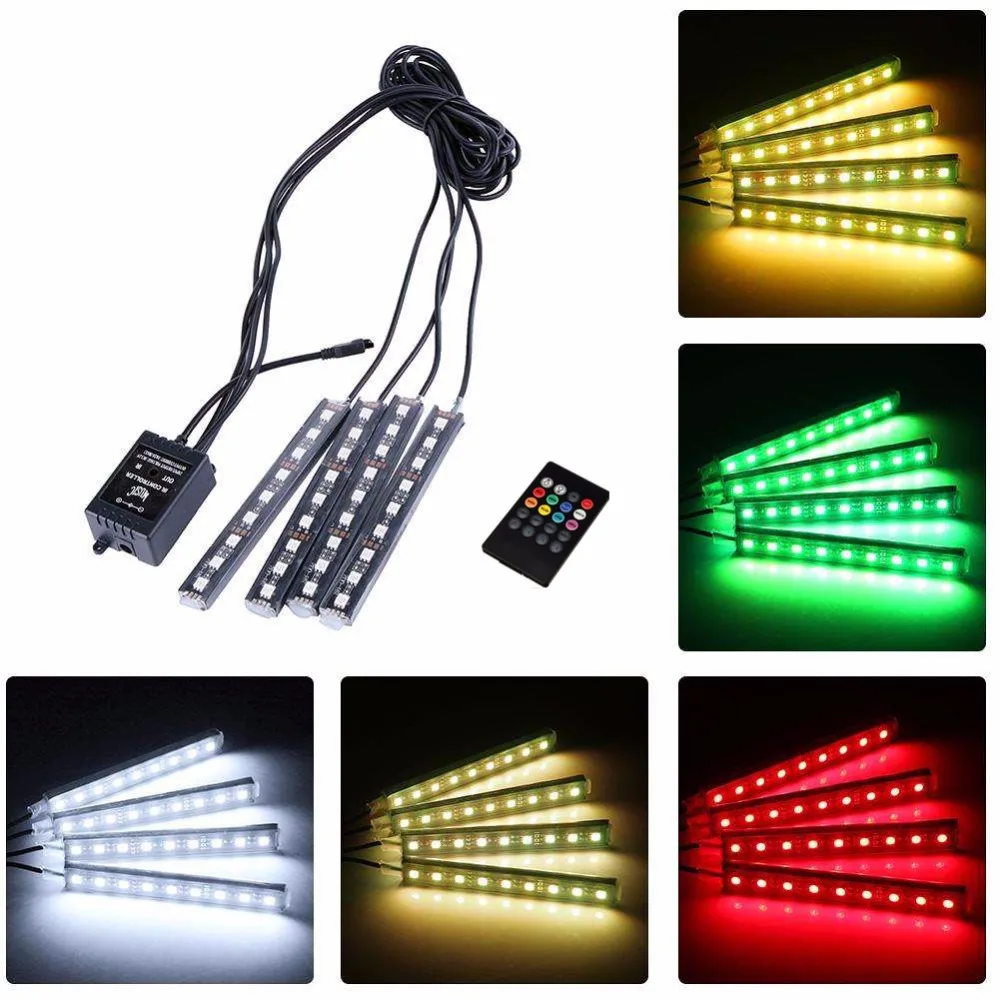 Интерьер автомобиля атмосфера неоновый светодио дный свет LED Multi цвет RGB голос сенсор Звук Музыка Управление Декор лампы освещение