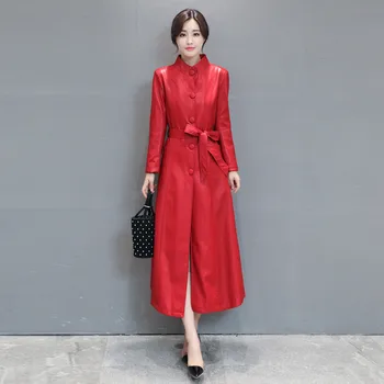 2019 Spring/Autumn Women Trench Coat Single-breasted Pu Leather Female Windbreaker Full Sleeve Trench With Belt Outerwear R323
2019 Spring/Autumn Women Trench Coat Single-breasted Pu Leather Female Windbreaker Full Sleeve Trench With Belt Outerwear R323