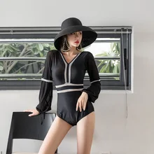 Женский цельный купальник, одежда для плавания с длинными рукавами, женские боди для плавания, монокини, купальные костюмы