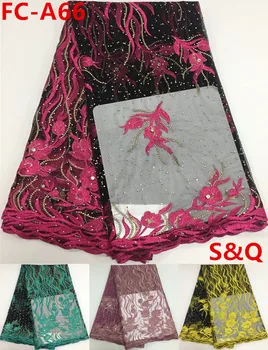

Promotion 5yards african french lace fabric high quality african lace fabric nigerian lace fabrics for party dress FC-A66