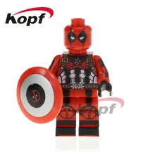 50 шт. PG381 Супер Герои Дэдпул Капитан Америка Росомаха Бэтмен полосатый костюм куклы Кирпичи Строительные блоки игрушка-подарок для детей
