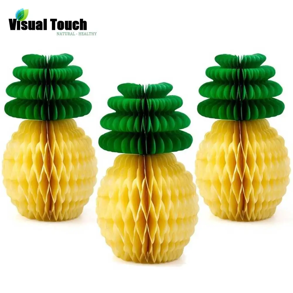 

Visual Touch 1PC Tropical Pineapple Paper Honeycomb Ball Lantern Hawaiian Party Decoration Shower Favor Handmade Fruit Craft