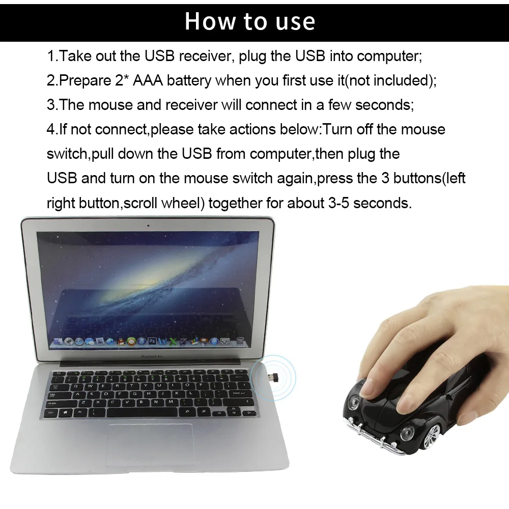 Optical Wireless Mouse Car VW Ladybug Shape Cordless Mause 3D USB Computer Mice Beatles Car Gaming Mouse For Xmas Gift