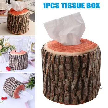 

Imitation Tree Bark Tissue Box Napkin Paper Storage Holder Home Office Decor LBShipping