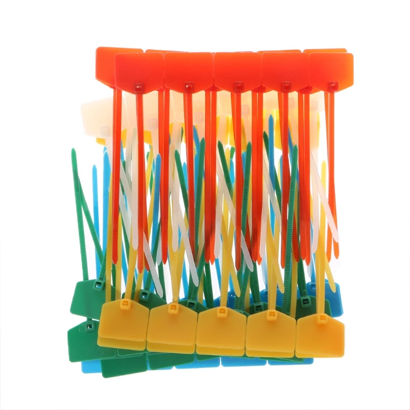 

OOTDTY 100 Pcs Nylon Cable Marker Self-Locking Cord Network Colourful Wire Strap Label Ties With Fast Lashing