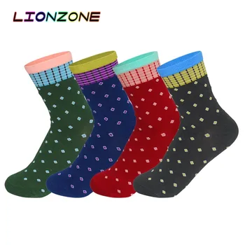 

LIONZONE 4Pairs/Lot Flower Dot Socks Spring New Arrived Streetwear Harajuku Kawaii Women Socks Chaussettes Femme Fantaisie
