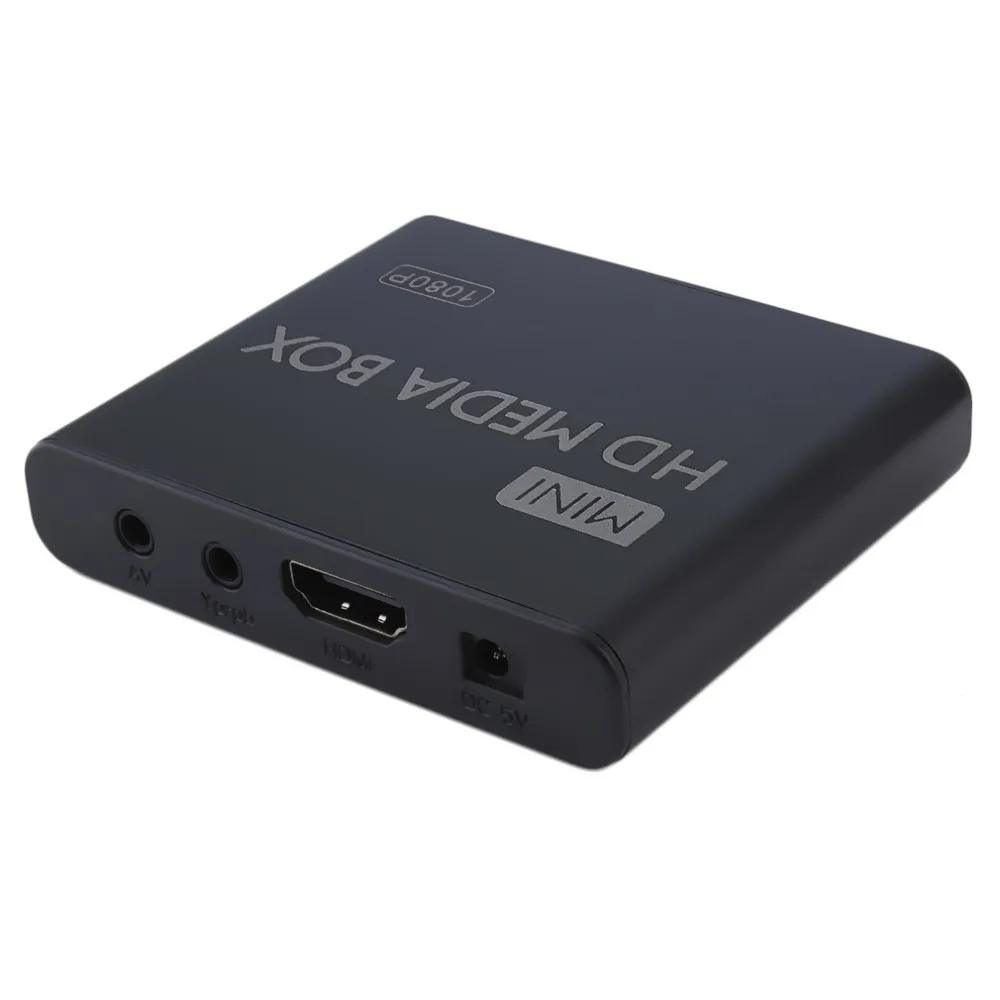 AU ЕС США Plug Мини Media Player Media Box ТВ видео мультимедийный плеер Full HD 1080p Поддержка MPEG/MKV/H.264 AV USB черный