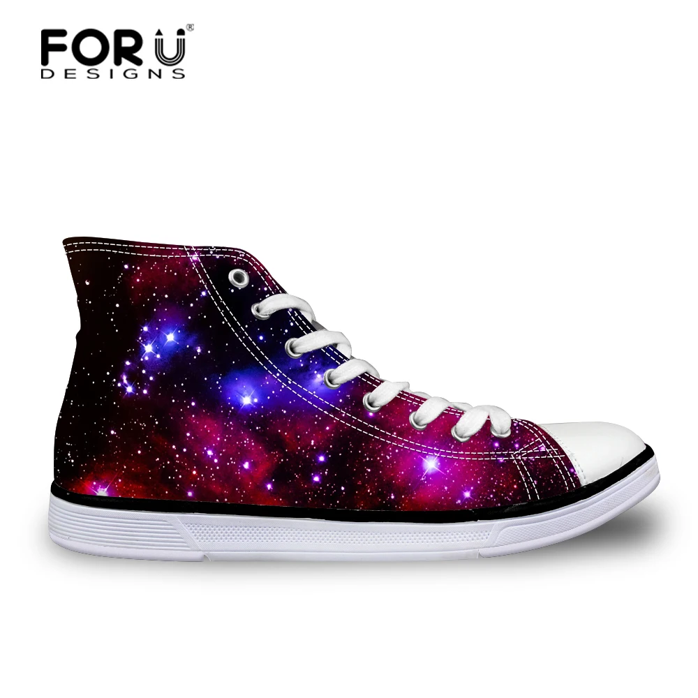 

FORUDESIGNS Men Casual Canvas Lace up Shoes Space Galaxy Star Pattern High-top Leisure Shoes for Man Vulcanized Shoes Zapatos