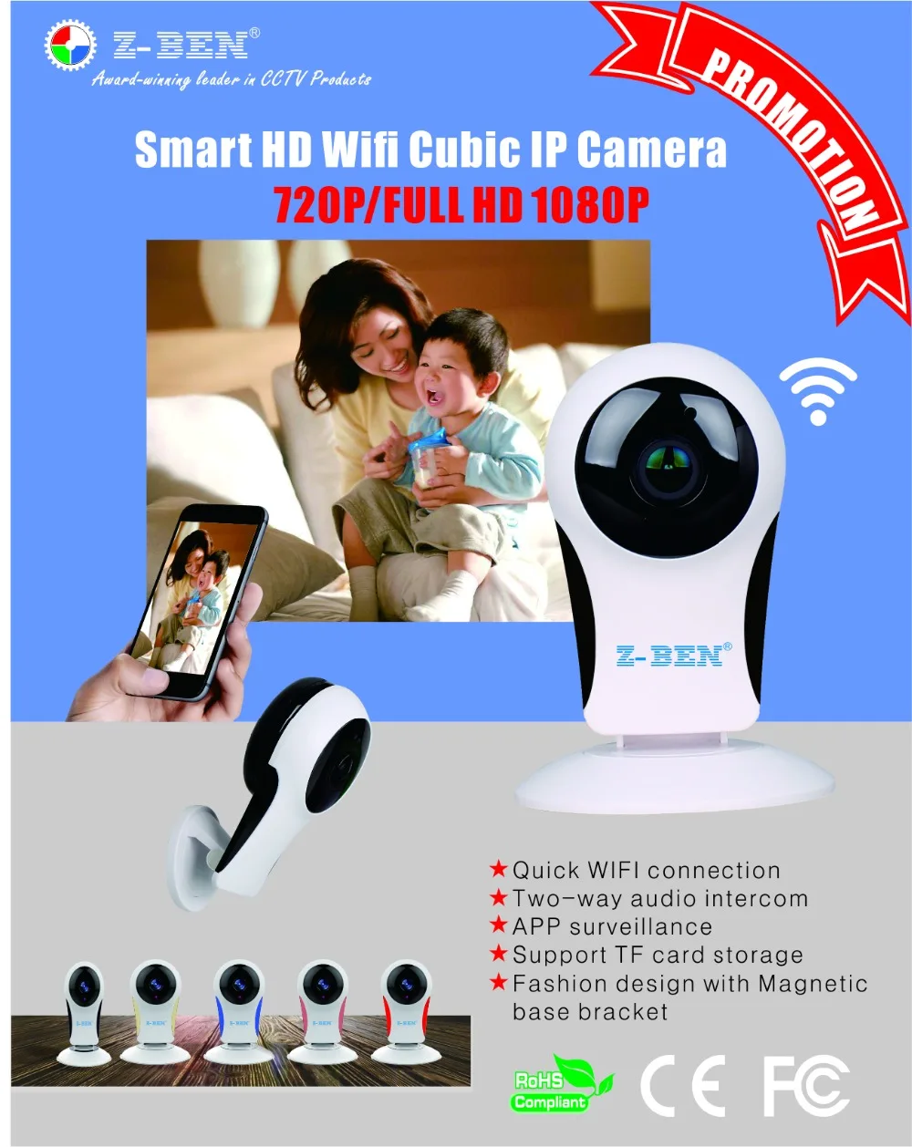 

Z-BEN Wifi IP Camera P2P IR LED Night Vision HD1080P Audio Video Alarm Smart Home Baby Monitor Surveillnace Safety Fisheye Lens